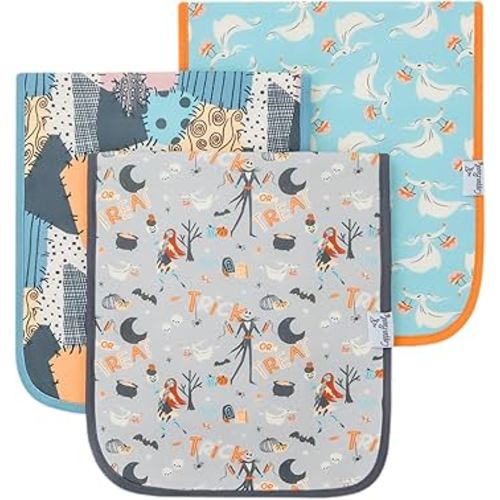 Copper Pearl Baby Burp Cloth Large 21''x10'' Size Premium Absorbent Triple Layer 3-Pack Gift Set 'Nightmare Before Christmas' - One Size