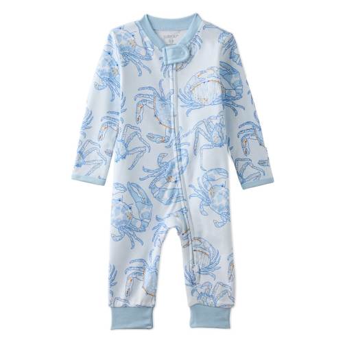 BUTTERBLU Shadow Footless Sleep & Play Organic Cotton Romper in Happy Snappy at Nordstrom, Size Newborn