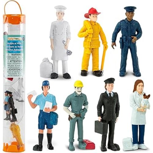 Safari Ltd. People TOOB - 7 Everyday Heroes Figurines of Construction Worker, Policeman, Mailman, Pilot, Chef, Fireman, and Veterinarian - Fun Educational Play Toy Set for Boys, Girls & Kids 3+