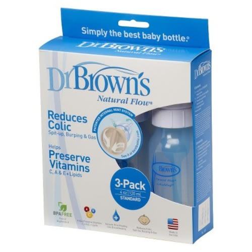 Dr. Brown's Natural Flow® 4oz 3pk Standard Polypropylene Baby Bottle