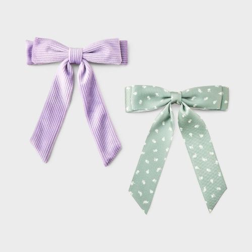 Girls' Bow Hair Barrette 2pc - Green/Purple - Cat & Jack™