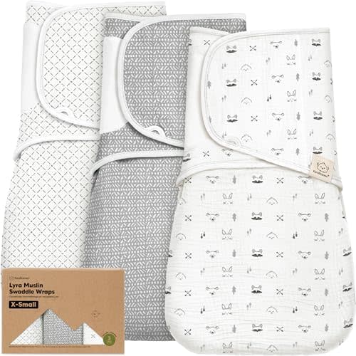KeaBabies Muslin Baby Swaddles for Newborns, 3pk,100% Cotton