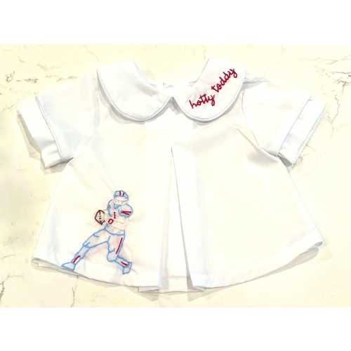 hand embroidered ole miss Peter Pan collar diaper set shirt baby boy hotty toddy Mississippi embroidery football player rebels red & blue