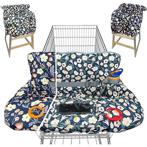 Shopping Cart Cover for Baby Grocery Cart Cover for Baby boy and Baby Girl, High Chair Cover for Baby and Toddler, Baby Registry Gift - Waterproof - Extra Large - Cotton - Double Sided (Green)
