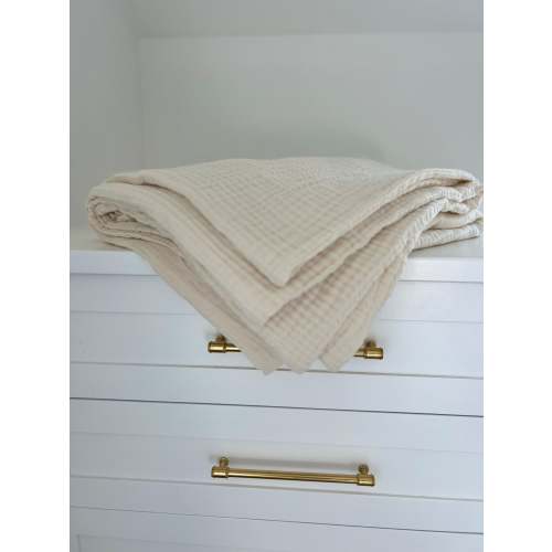 Organic Muslin All-Season Oversized Throw Blanket – Dye-Free, Natural – Gray Heron