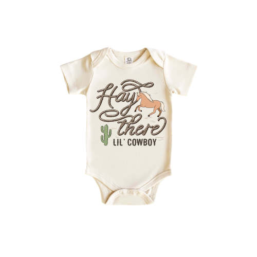 Hay There Lil' Cowboy Graphic Bodysuit & Kids Tee | Natural