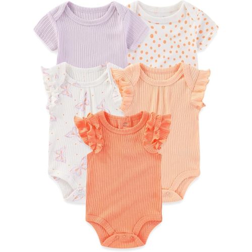 Four Seasons Baby Boy Girl Bodysuits 5-Pack Cotton Comfort Short Sleeve Baby Clothes Soft Infant Outfits