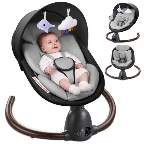 Babyeap Baby Swing for Infants, Electric Swing with Remote Control,5 Sway Speeds,Built-in Music,Black