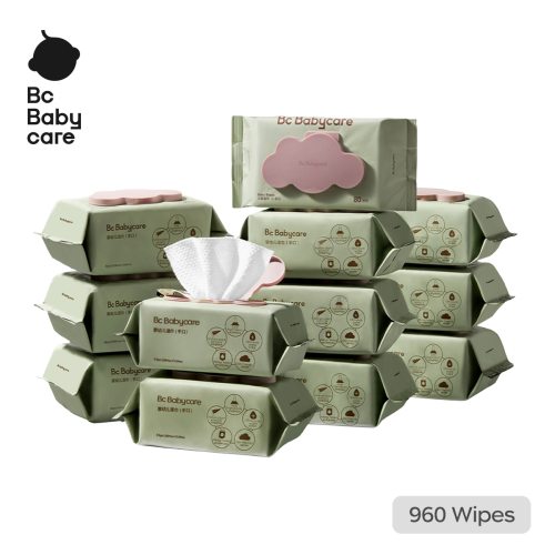 Bc Babycare Baby Hand and Mouth Wet Wipes, 12 Packs, 960 Total Count, Thick and Unscented, All Skin