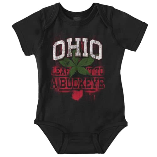 Brisco Brands Ohio Stenciled Buckeye Leaf OH Cool Baby Romper Boys or Girls
