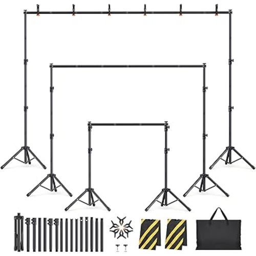 Backdrop Stand Kit - 6 Widths, 10x7.5ft Adjustable Background Stand for Parties & Studio Photography