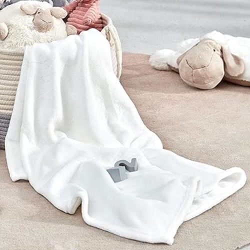 SLEEP ZONE Flannel Fleece Baby Sublimation Blanket 30x40 Inches - Soft Fuzzy Plush White Kids Bed Travel Blanket Throw for Girls, Boys, Toddlers, Puppies