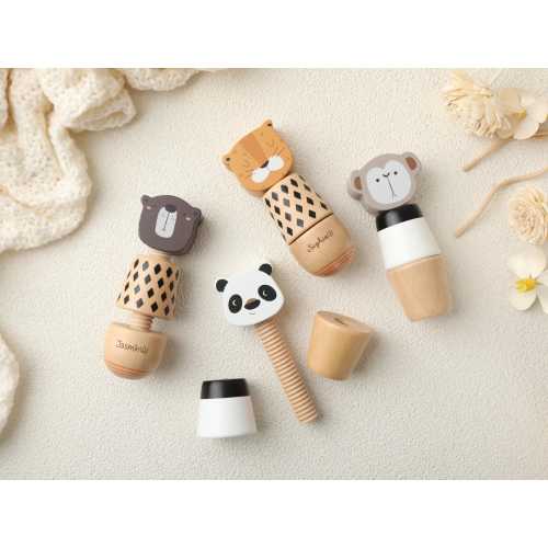 Wooden Animal Screw Toy – Montessori Fine Motor Skills Building Blocks,Educational Wooden Baby Toy,Building Blocks Gift for Toddlers&Babies