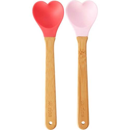 Set of Two Silicone Spoons With Bamboo Handle, Mini Hearts - Rice by Rice | Maisonette