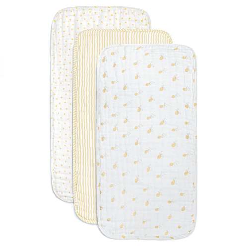 ORGANIC MUSLIN BURP CLOTHS, 3 PACK (BUTTER YELLOW + CREAM)