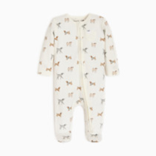 Tiny Kind Organic Cotton Printed 2-Way Zip Footie - Puppy Parade, 0-3 M
