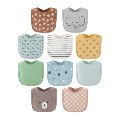 Soft Neutral Baby Boy or Girl Bibs Set of 10
