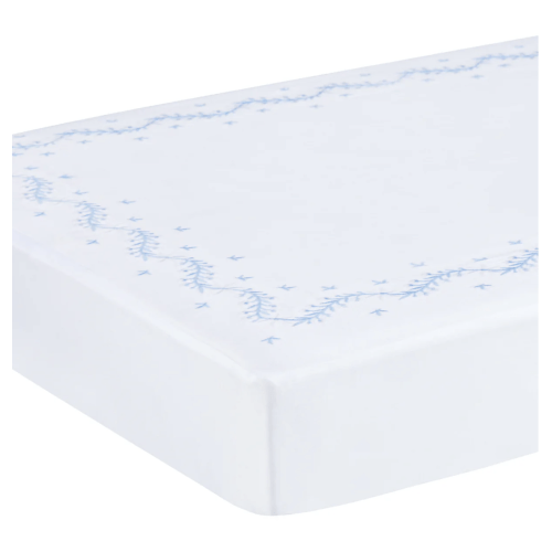 Embroidered Crib Sheet in Sky | Over The Moon