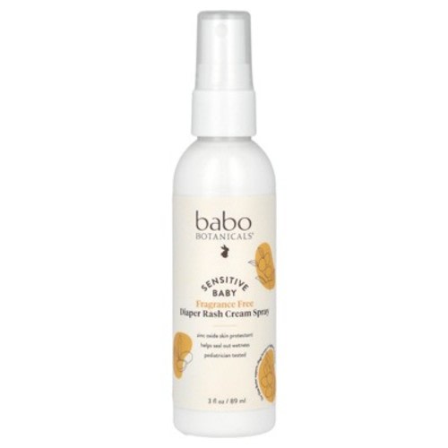 Babo Botanicals Sensitive Baby Fragrance-Free Diaper Rash Cream Spray - No touch, mess-free application - 14.9% Zinc Oxide - Shea Butter, Olive Oil &