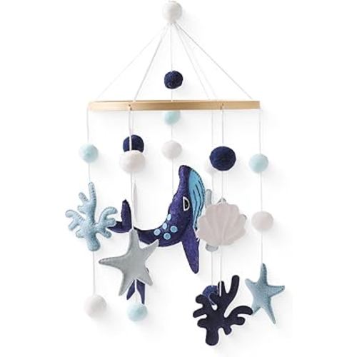 Baby Mobile Wind Chime Sea Creatures, Whale Mobile Wind Chime, Baby Bed Hanging Game Mobile for Children's Room Children's Bed Decor
