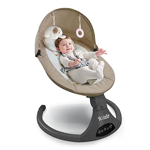 Bluetooth Baby Swing for Infants, 5 Speed Electric Baby Swing with Music Speaker and 12 Preset Lullabies for 0-9 Months