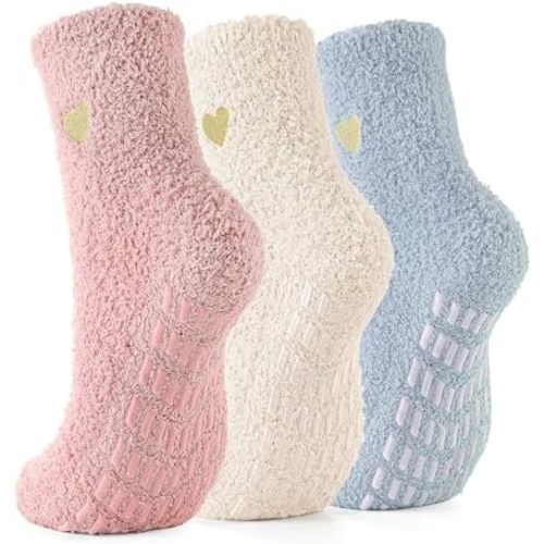 Slipper Socks for Women Men Grip Hospital Socks with Grips Fuzzy Non Slip Warm Womens Gifts