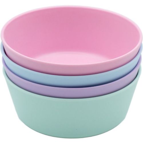WeeSprout Bamboo Kids Bowls, Set of Four Kid-Sized Dinnerware, Cereal, Leftovers & Snack Bowl