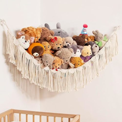 Stuffed Animal Net Hanging Organizer Children's Room Stuffed Animal Toy Hammock for Teddy Net Corner Toy Net for Bedroom Decor