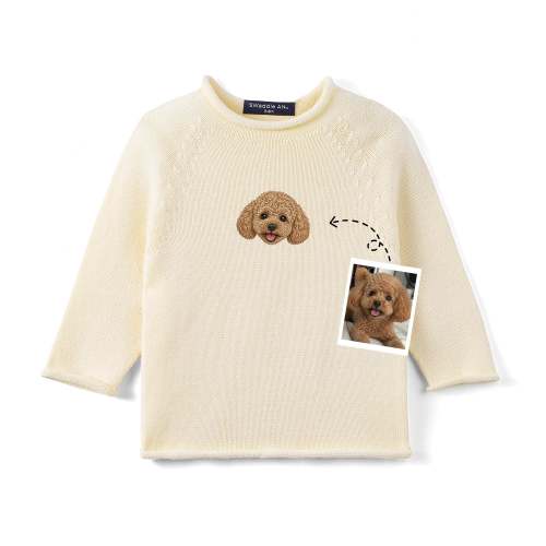Personalized Embroidered Pet Portrait Rollneck Baby Sweater