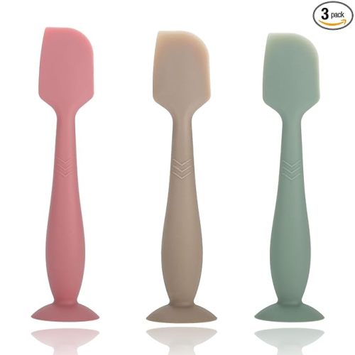 Baby Diaper Cream Spatula, Seeway 3 pack Baby Butt Paste Spatula, Diaper Cream Applicator, Silicone Butt Spatula for Newborn Babies (dark pink, green, brown)