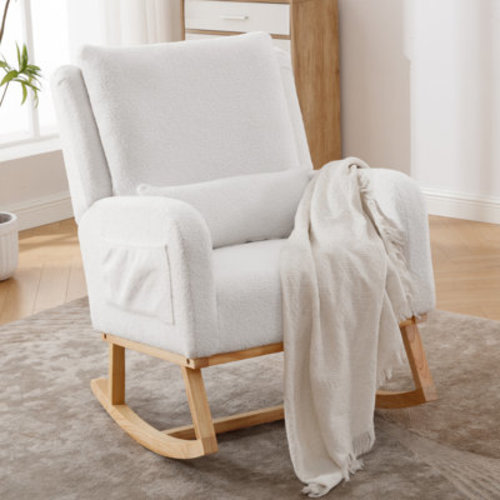 Ebern Designs Discover Our Rocking Chair with Plush Backrest and Supportive Lumbar Pillow – Perfect for Your Relaxation Corner & Reviews | Wayfair