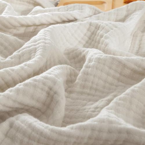 PHF 100% Cotton Muslin Throw Blanket, 4-Layer Lightweight and Breathable Blanket for Summer, Luxuriously Soft Gauze Blanket for Couch Bed Sofa, Elegant Home Decoration, 50" x 60", Oat Milk