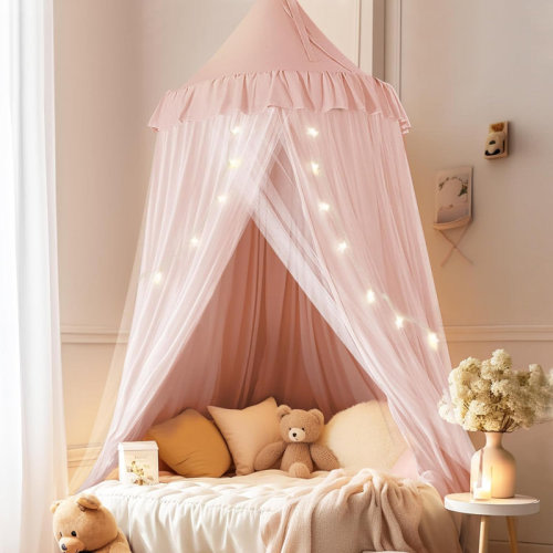 best one Bed Canopy With Star Lights, Double Layer Canopy For Bed, Princess Play Tent For Room, Breathable Canopy Bed Curtain For Children Reading Nook, Machine Washable Canopy, 25.6''X106'' | Wayfair