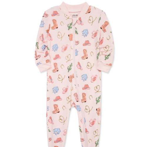 Cowgirl Zip Front Footie Pajama (12M-24M)