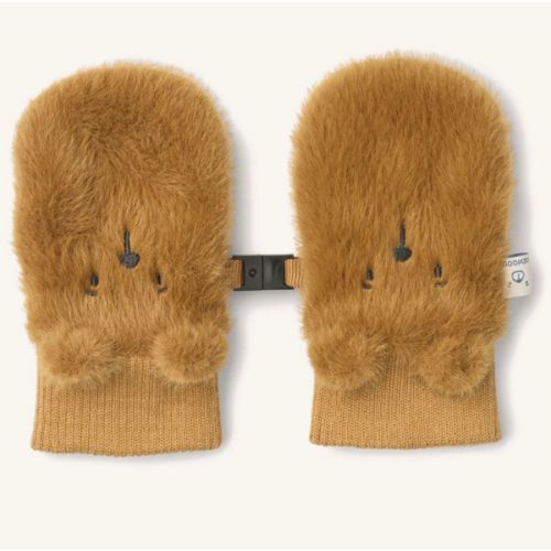 Lizzy Bear Fur Mittens Recycled Fiber | Caramel