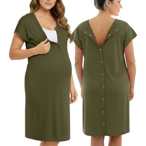 PATPAT Maternity Labor and Delivery Gown, Womens Hospital Gown with Pockets