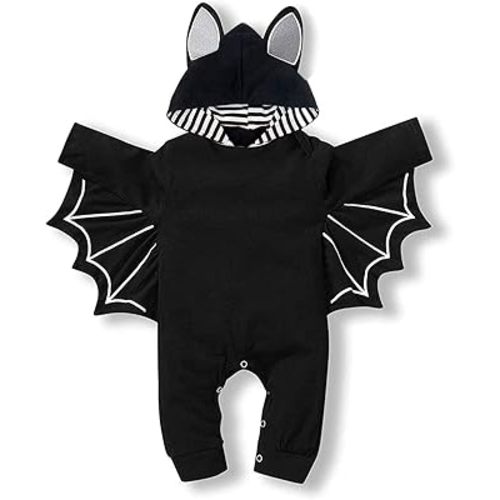 Baby Boy Halloween Costumes Infant Bat Long Sleeve Hoodie Romper Overall Baby boy Halloween Outfits 3-6 Months