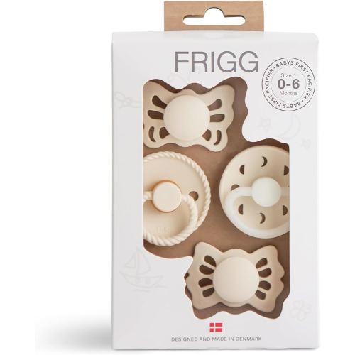 FRIGG Baby's First Pacifier​ - Moonlight Sailing 4-Pack | Made in Denmark | BPA-Free (Cream, 0-6 Months)