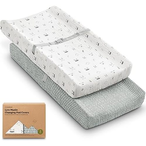 2-Pack Muslin Diaper Changing Pad Covers Boy, Girl,Soft Breathable (Nordic)