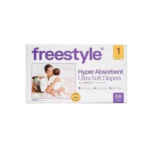 Free~Style Hyper Absorbent Ultra Soft TCF Luxury Diapers, Size 1, 68 Count