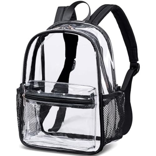 BTOOP Clear Mini Backpack Stadium Events Approved 12x12x6 Small Transparent Bag Plastic See Through Backpacks for Work Festival Security Travel