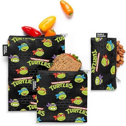 Simple Modern Marvel Reusable Snack Bags for Kids, Girls, Boys | Food Safe, BPA & Phthalate Free Polyester Zip Pouches | Washable & Refillable Sandwich Bag | Ellie Collection | 3 pack | Go Spidey Go