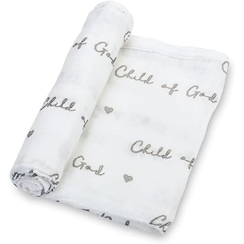 LollyBanks Baby Swaddle Blanket, 100% Cotton Muslin Blankets for Boys and Girls, 47 x 47 Inches Soft and Breathable Newborn Swaddle, Gentle Baby Wrap Swaddle, Registry (Child of God Print)