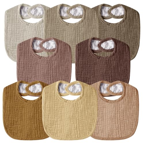 Wrrernsin Muslin Baby Bibs for Unisex Boys Girls, Cotton Drool Bibs, Adjustable Newborn Bibs for Drooling and Teething