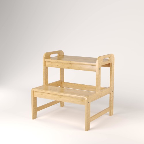 2-Step Stool for Adults and Kids, Heavy Duty Step Ladder with Handles - Tan