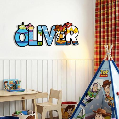 Personalized Toy Story Name Sign, Woody and Buzz Kids Room Decor, Custom Wooden Name Plaque