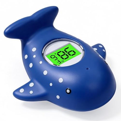 MIEDECDEL Baby Bath Thermometer for Infant & Toddler,Floating Digital Water Temperature Thermometer with 3-Color LED Backlight, Instant Accurate Reading,Baby Bath Toy,Hot & Cold Alert（Deep Blue Whale）