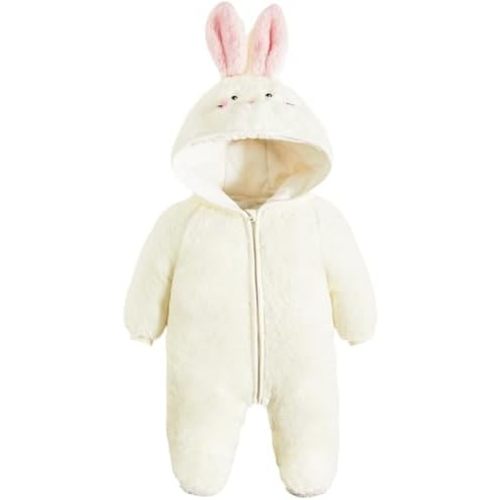 JiAmy Baby Snowsuit Newborn Girl Boy Fleece Outfits Baby Animals Hooded Winter Romper Jumpsuit Clothes