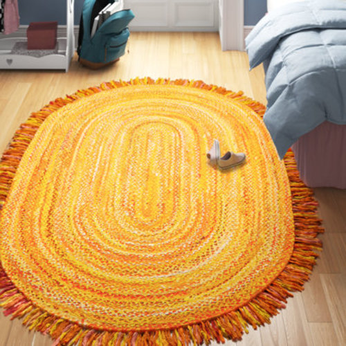 Langley Street® Kelling Solid Color Handwoven Cotton Area Rug in Gold & Reviews | Wayfair