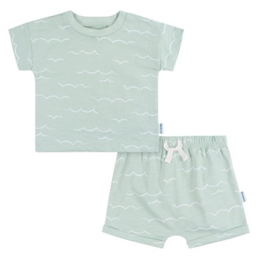 Gerber Baby Boys' T-shirt and Shorts - Waves - 0-3 Months - 2-Piece
